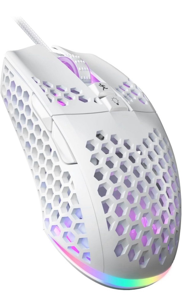 SM900 White Honeycomb Gaming Mouse with 12800 DPI and 7 Programmable Buttons