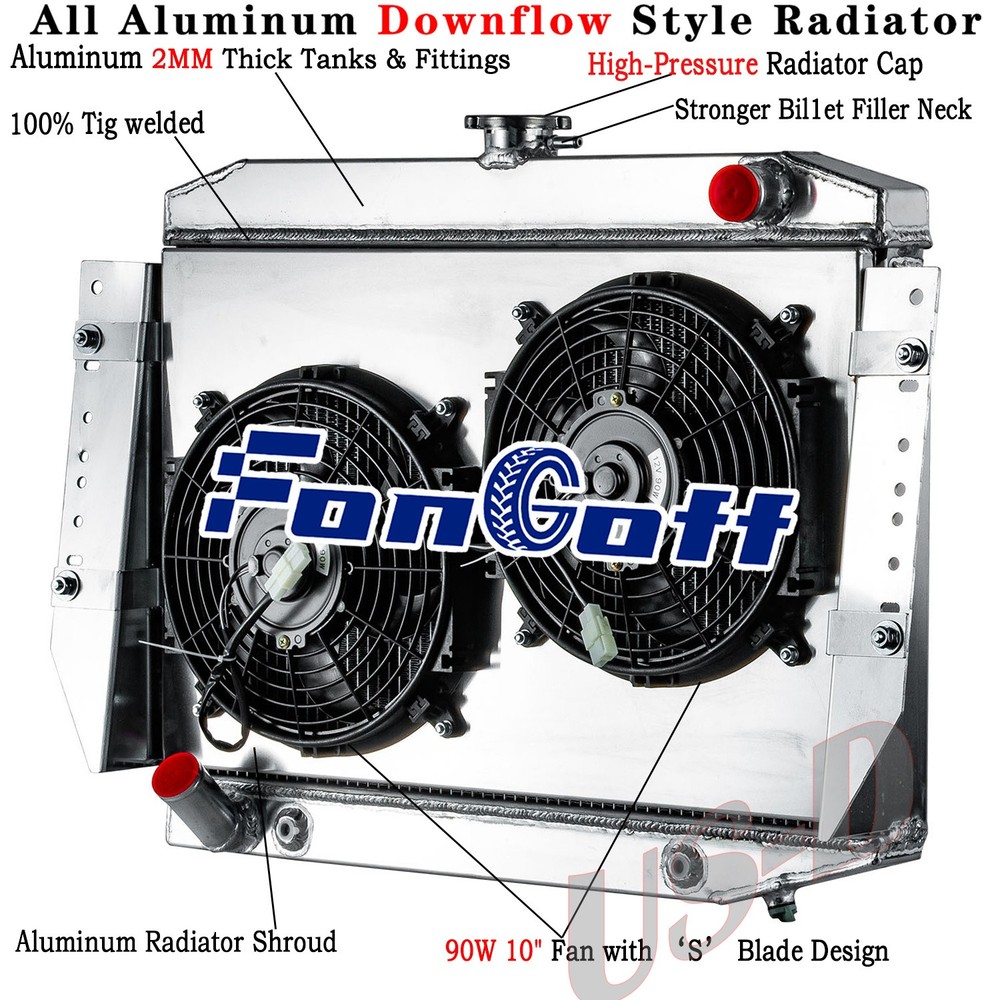 3 Row Radiator Shroud Fan Fit 72-79 Jeep Cherokee Wagoneer J10 J20 J2500 J2600