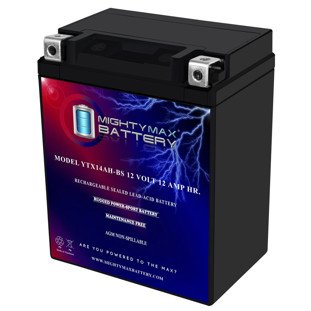 Mighty Max YTX14AH-BS Battery for Honda Yamaha Kawasaki ATVs Motorcycles