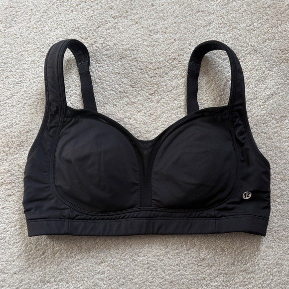Lululemon Sports Bra 30DD Pads Black High Impact Running Bra