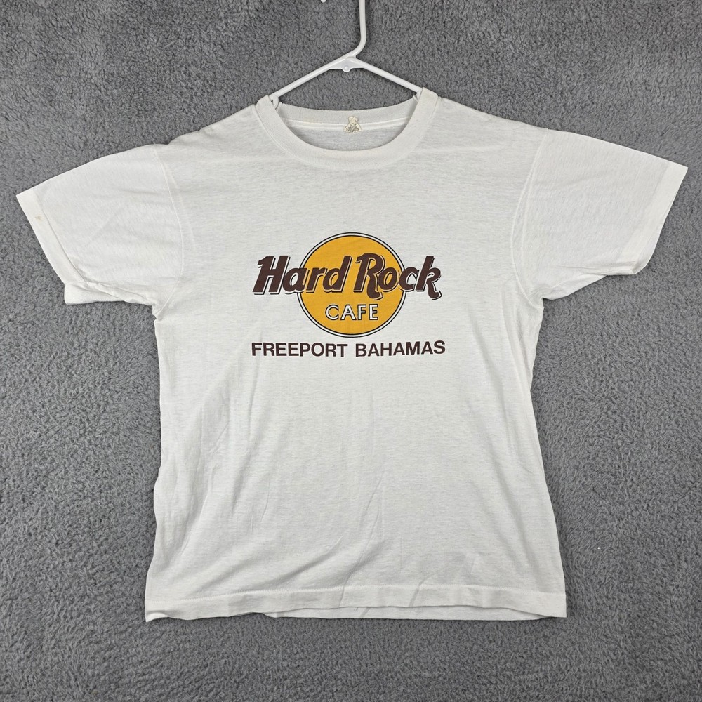 Vintage Hard Rock Cafe Shirt Mens Large 80s Freeport Bahamas Single Stitch USA