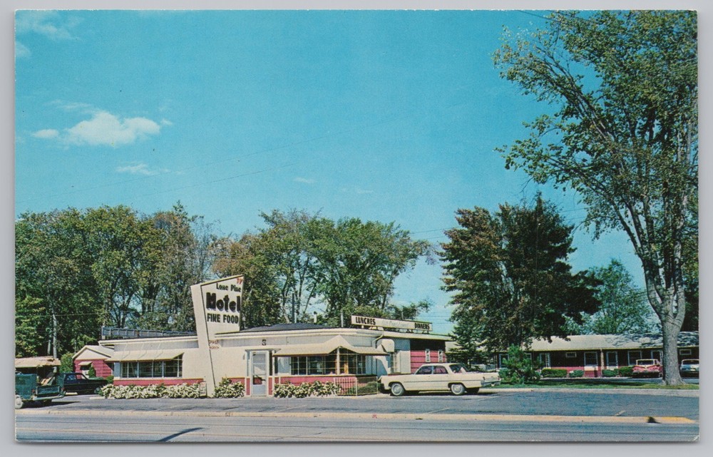 Roadside~Clare Michigan~Lone Pine Motel & Restaurant~Vintage Postcard