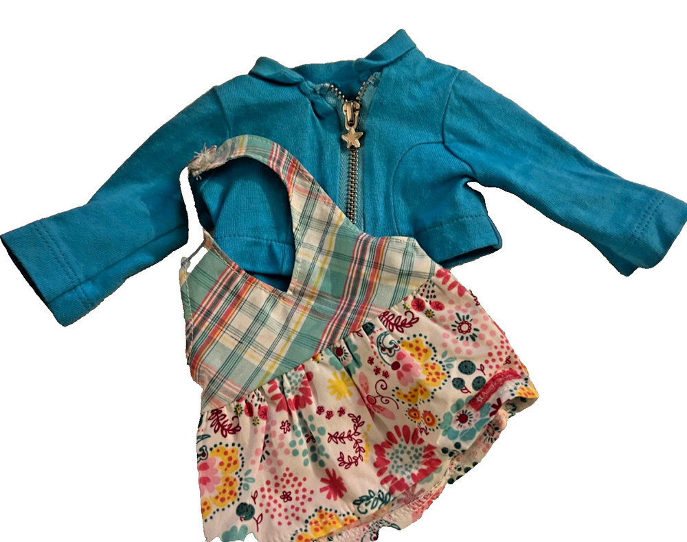 American Girl Easy Breezy Halter Top  Plaid, Floral and Teal zippered jacket set