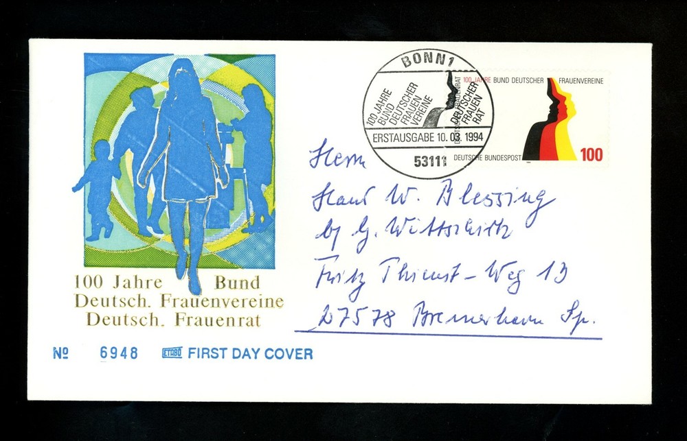 Postal History Germany FDC #1825 German Women Association council 1994