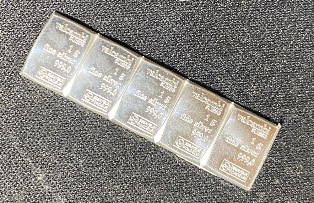 *5* Valcambi, Silver .999, One gram bars connected