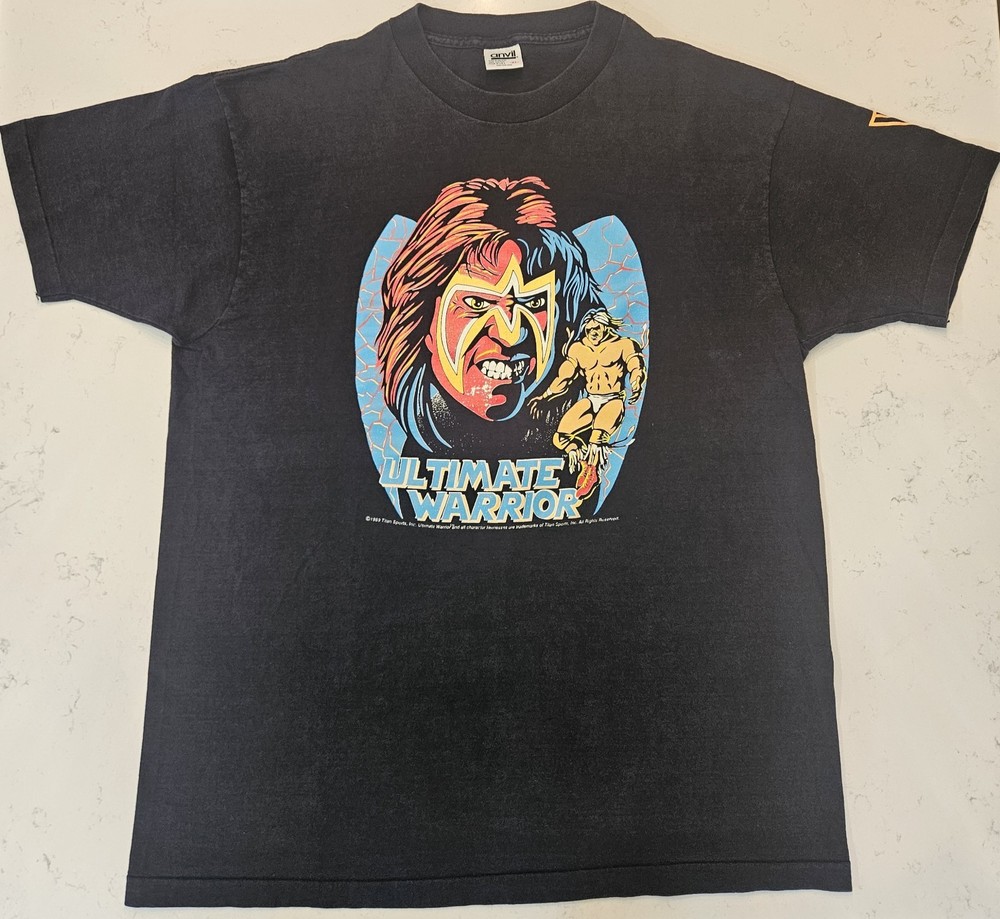 Vintage 1989 Ultimate Warrior WWF Wrestling T-Shirt XL 80's Titan WWE