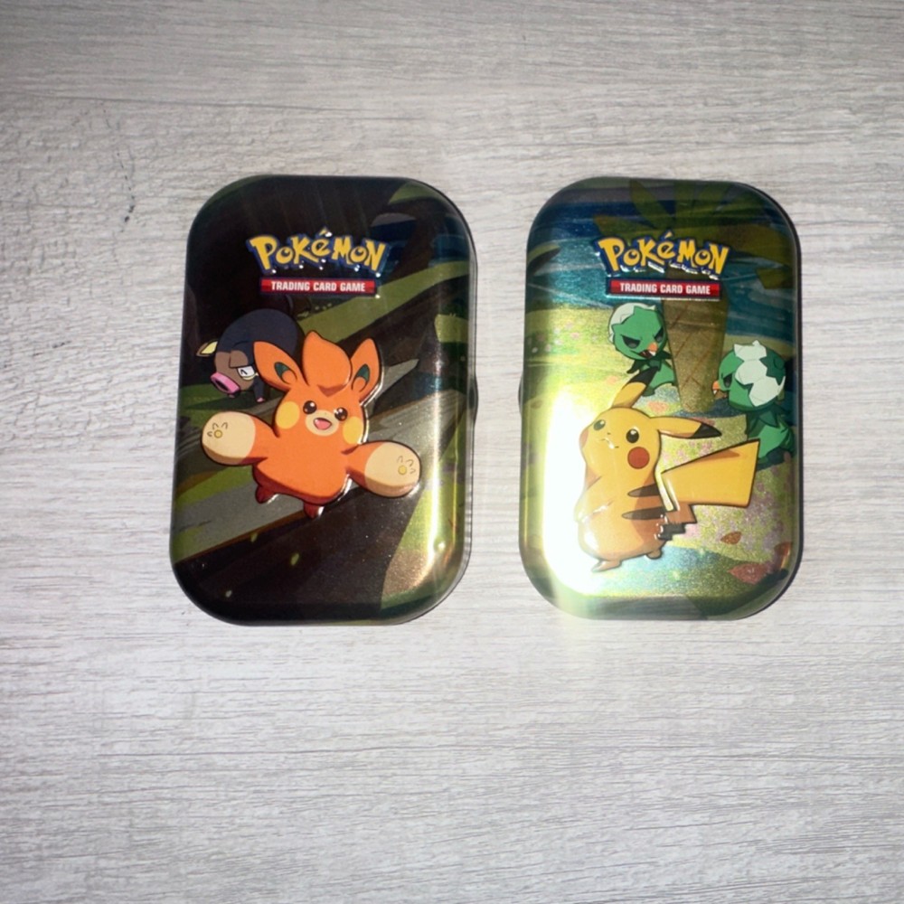 Pokémon TCG Paldea Friends Mini Tin Lot of 2: Pawmi and Pikachu. EMPTY TINS