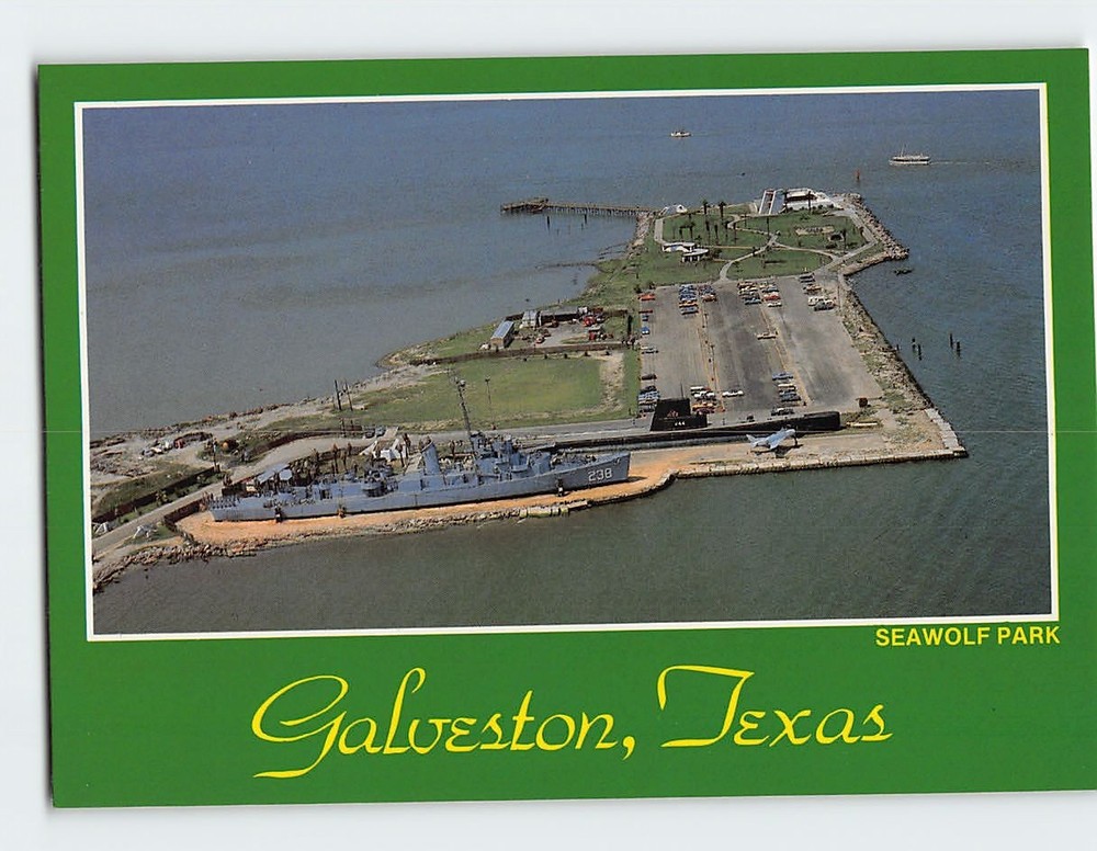 Postcard Aerial View Seawolf Park Galveston Texas USA