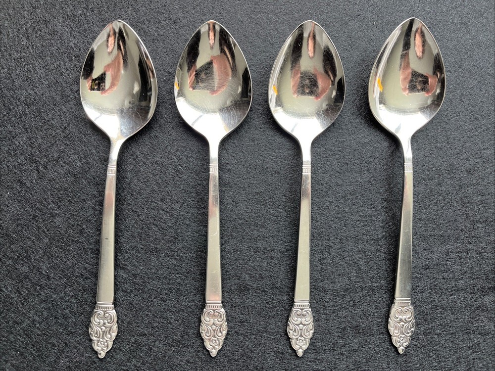 Oneida VINLAND Set of 4 Oval Soup Spoons Community Stainless Flatware 6 7/8”