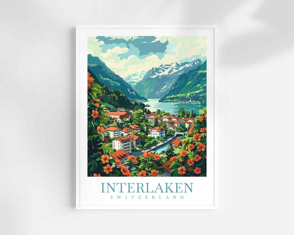Interlaken Print Interlaken Home Dcor Switzerland Art Print Interlaken Wall