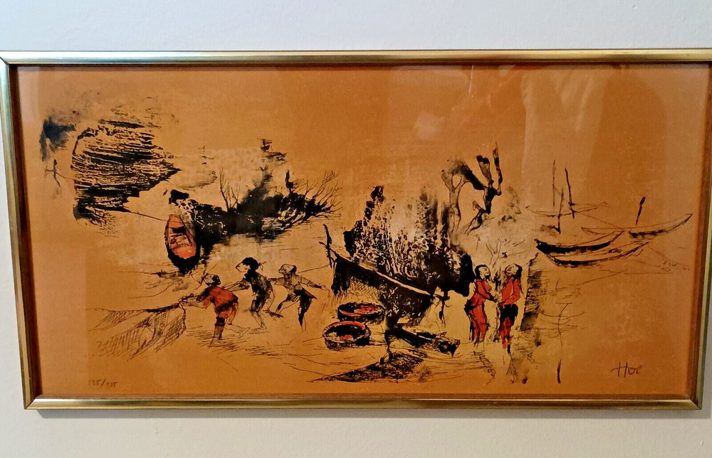 Hoi Lebadang Woman Fishing Signed Ltd Edition Lithograph 325/325 Authentic