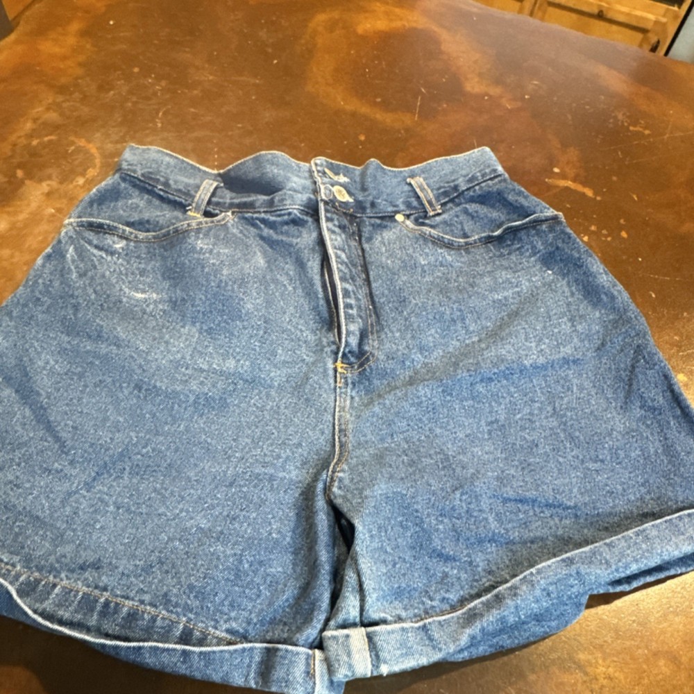 Gitano PS Gitano Women's High Rise Mom Denim Shorts Blue 14 100% Cotton Cuffed