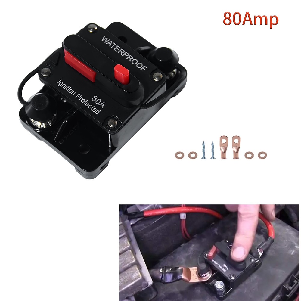 New 80Amp Circuit Breaker Audio Fuse 12V-48V DC Car Boat Manual Reset Switch