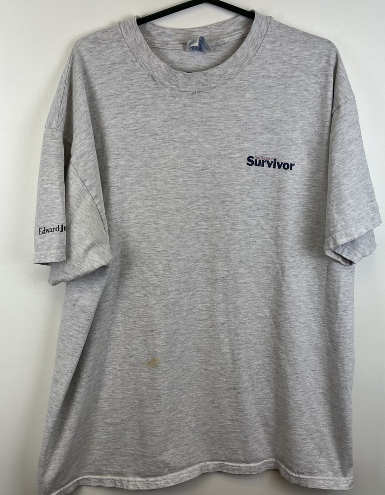 Vintage Tax Season Survivor Tshirt EDWARD JONES Investments Financial XL Joke