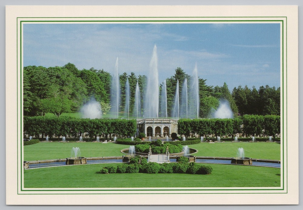 State View~Fountains In Longwood Gardens Kennett Square PA~Continental Postcard