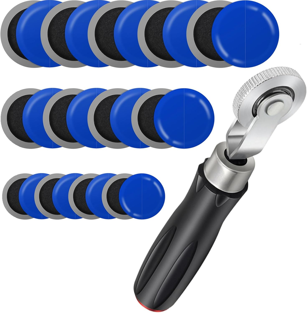 60-Piece Heavy Duty Tire Repair Kit with Roller and Patches for Punctures