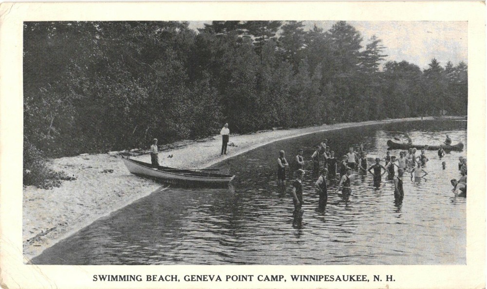 Swimming Beach, Geneva Point Camp, Winnipesaukee, New Hampshire Postcard