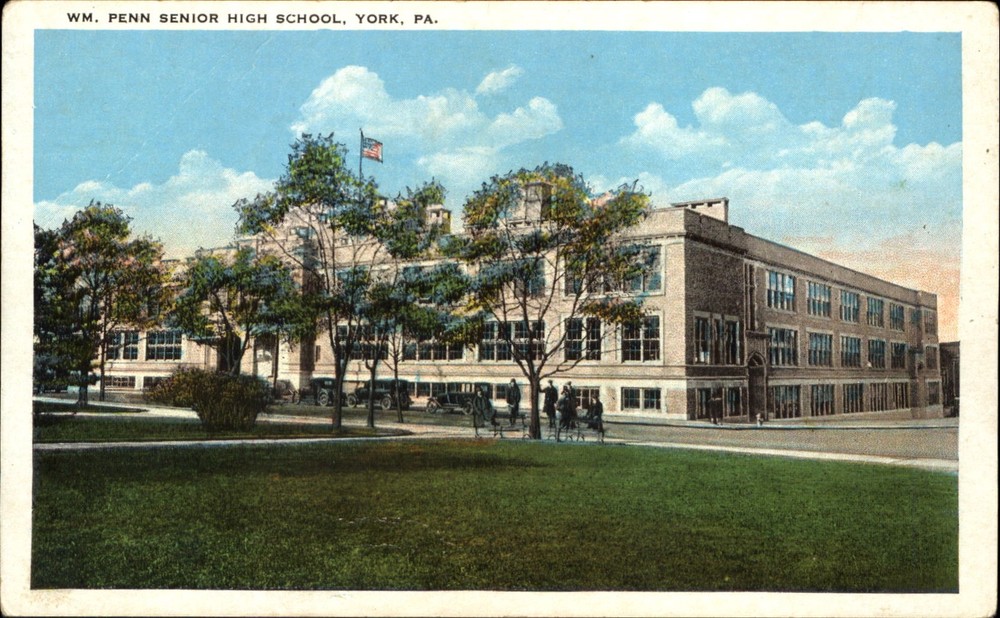 William Penn Senior High School York Pennsylvania ~ vintage 1920s postcard