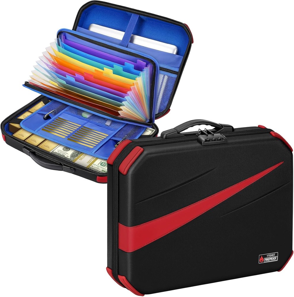 Accordion File Organizer Hard Case Document Box Combination Lock Portable Safe