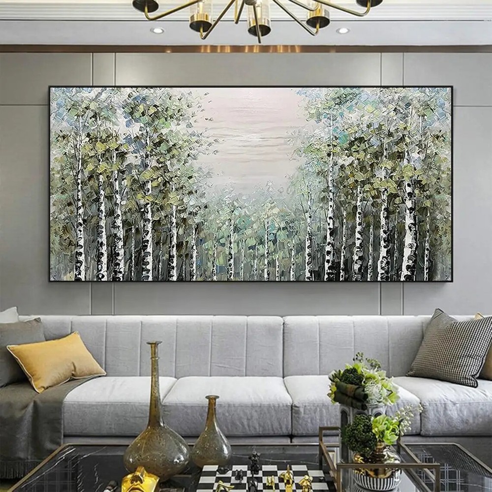 Abstract Green Forest Canvas Oil Painting Custom Acrylic Nature Hand Painted-image