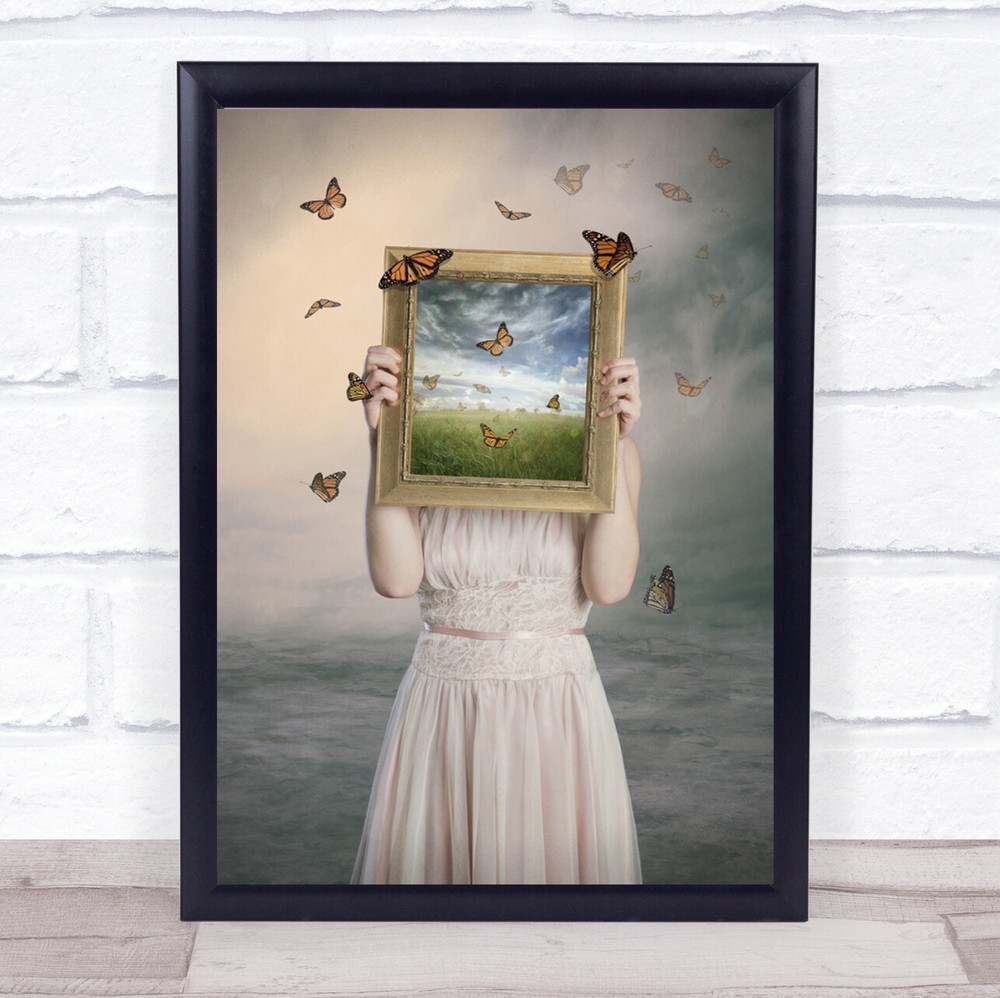 Surreal Butterflies Conceptual Woman Dress Summer Fantasy Fairy Art Print