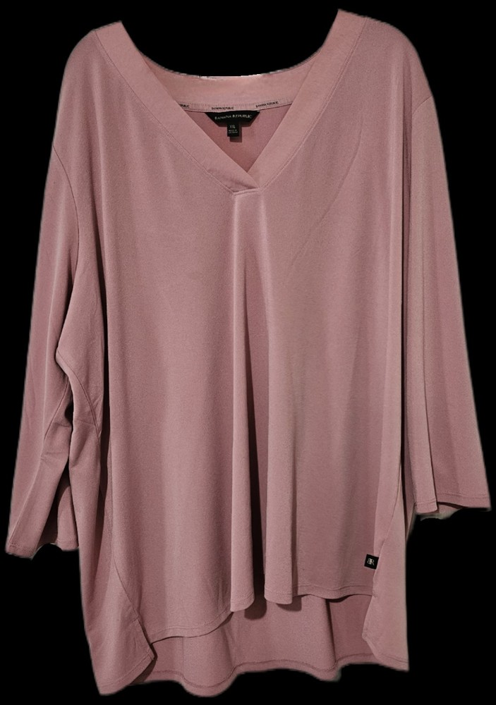 Banana Republic Women’s XXL Pink Solid V-Neck 3/4 Dolman Knit Tunic Top