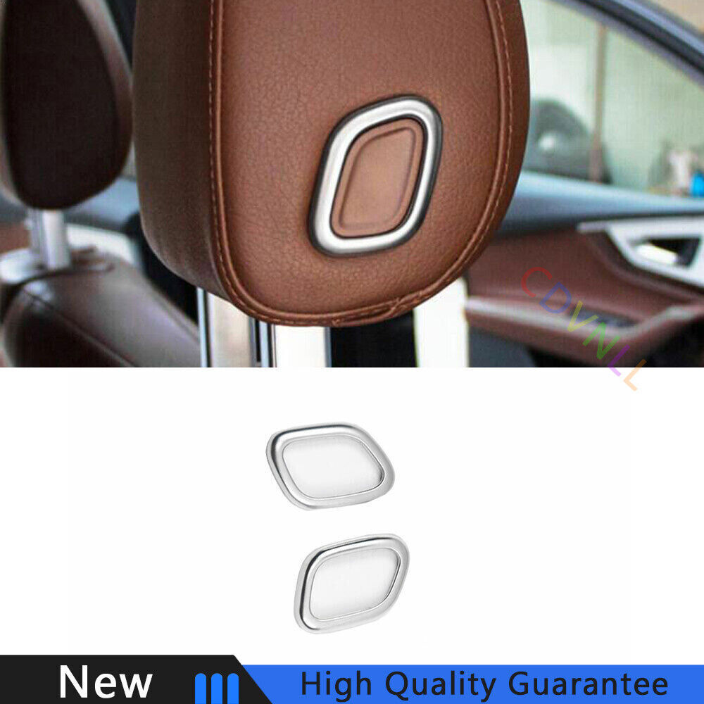 For Audi Q7 2016-2019 Silver Steel Car Seat Headrest Switch Button Cover Trim 2*