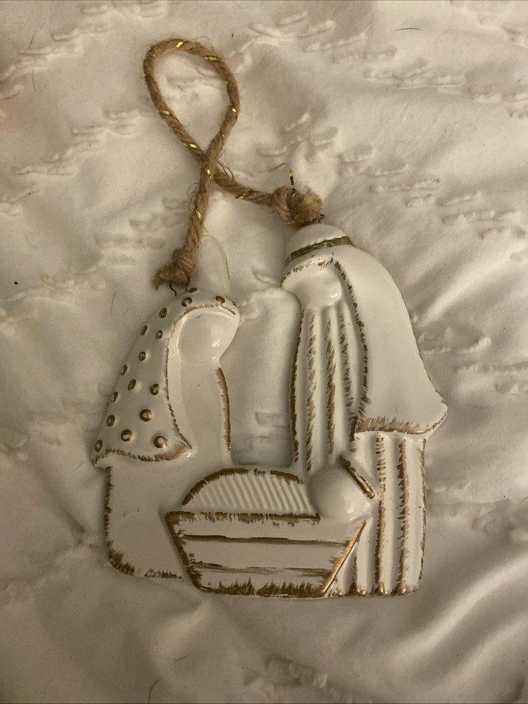 Gold-Accented Ceramic Holy Family Christmas Tree Ornament-image