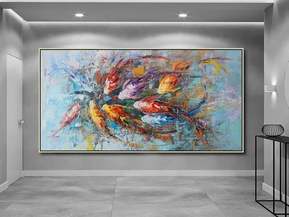 Hand painted Abstract Oil Painting Wall Art Colorful Textured Artwork Home Decor