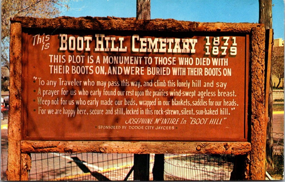 Boot Hill Cemetery Dodge City Kansas Vintage Postcard