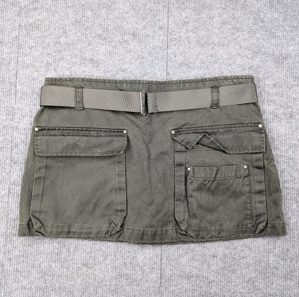 Zara Mini Skirt Womens Medium Cargo Waxed Cotton Utility Grunge Y2K Military 90s