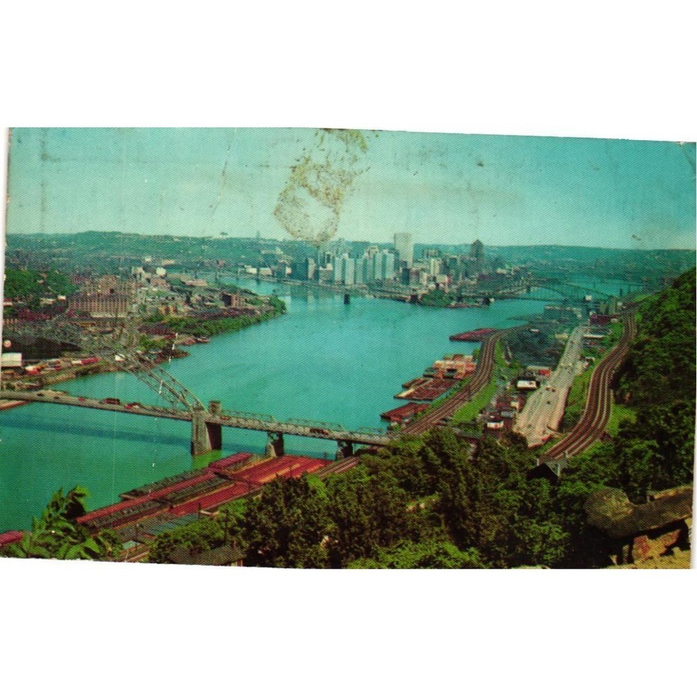 VTG 1970 Pittsburgh PA Postcard Panoramic Golden Triangle Skyline View Chrome