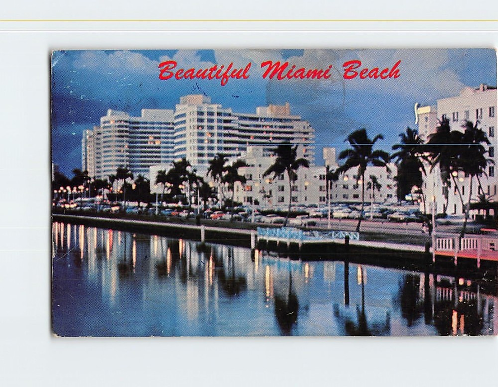 Postcard Hotel Row Along Indian Creek Miami Beach Florida USA