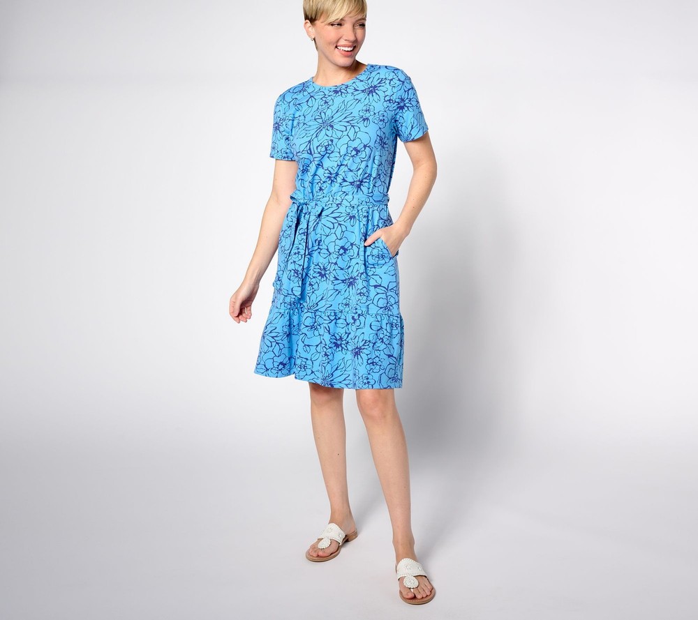 Denim & Co. Women's Dress Sz XL Favorite Jersey Multi-colored A643297