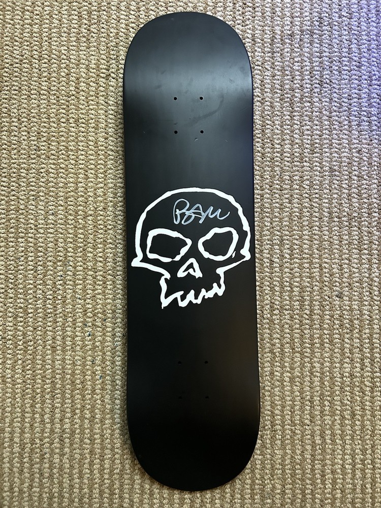 SIGNED Zero x Bam Margera Single Skull Skateboard Deck Matte Black Dip LTD