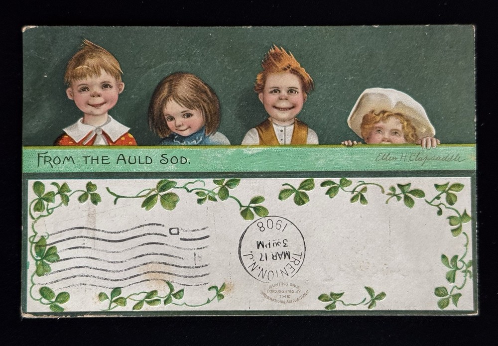 1908 Ellen Clapsaddle Postcard – Irish Kids “From the Auld Sod” St. Patrick’s