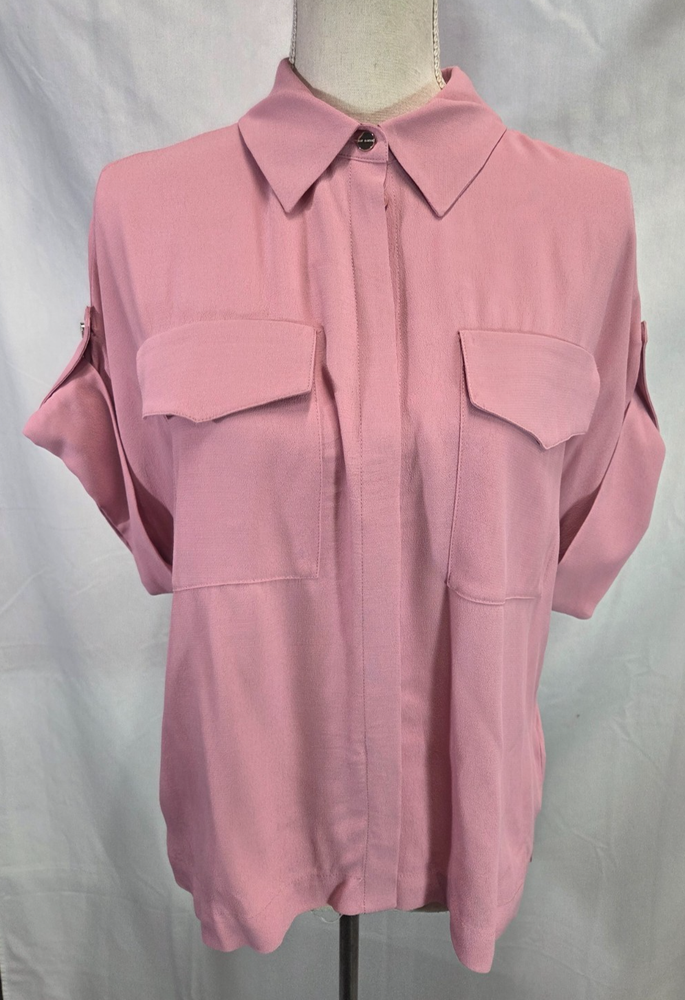 Ted Baker Pink Viscose Blouse With Pocket Details NWT Size 2