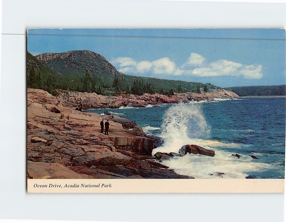 Postcard Surf Along Ocean Drive Acadia National Park Maine USA