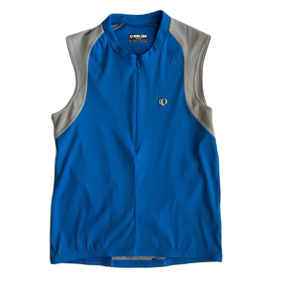 Pearl Izumi Men's Blue Gray Sleeveless Half Zip Cycling Jersey Medium
