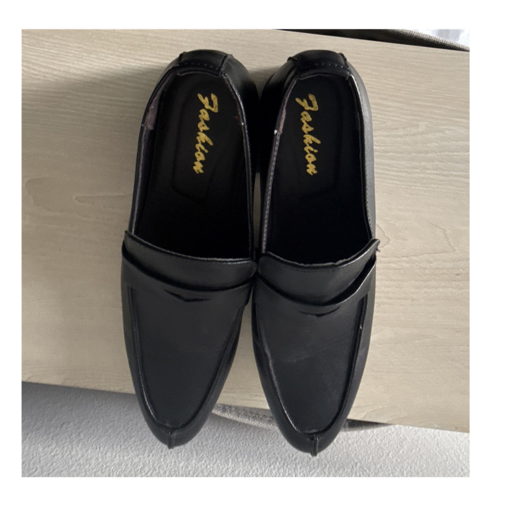 Fashion Black Strap Loafer Almond Toe Men's Dress Shoes LY7668 Size 6