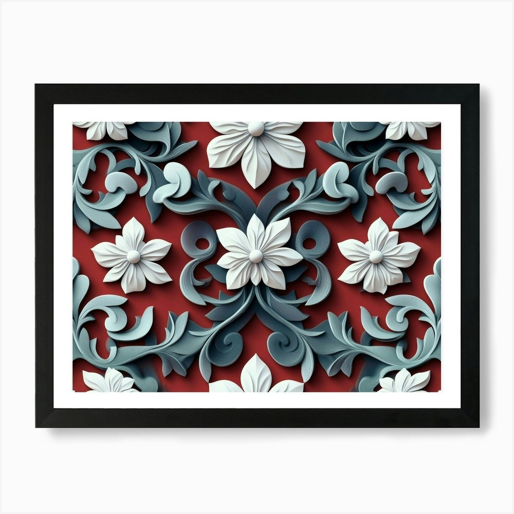 Seamless Relief Sculpture Framed Wall Art Canvas Print Poster