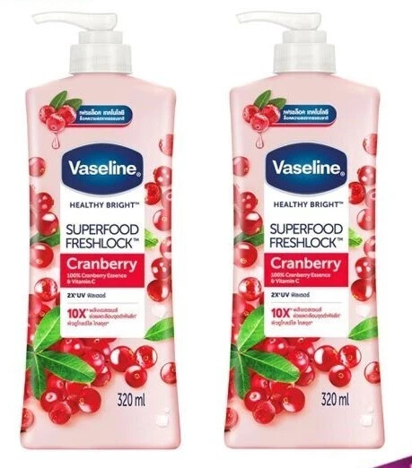Vaseline Healthy Bright Superfood Freshlook Lotion with Cranberry & Vitamin C 320ml Twin Pack