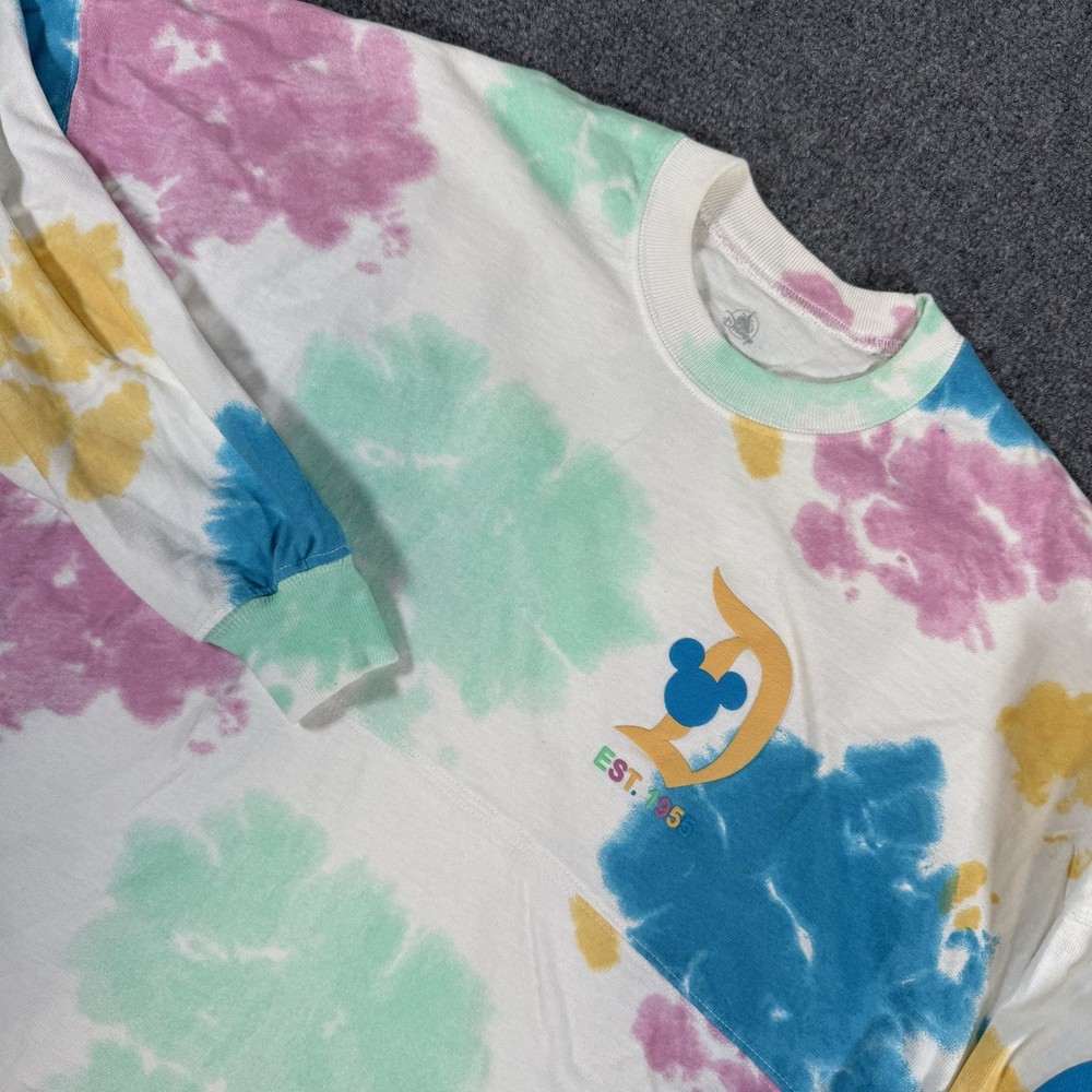 Disneyland Resort Spirit Jersey Shirt Adult XS White Tie Dye Long Sleeve Disney