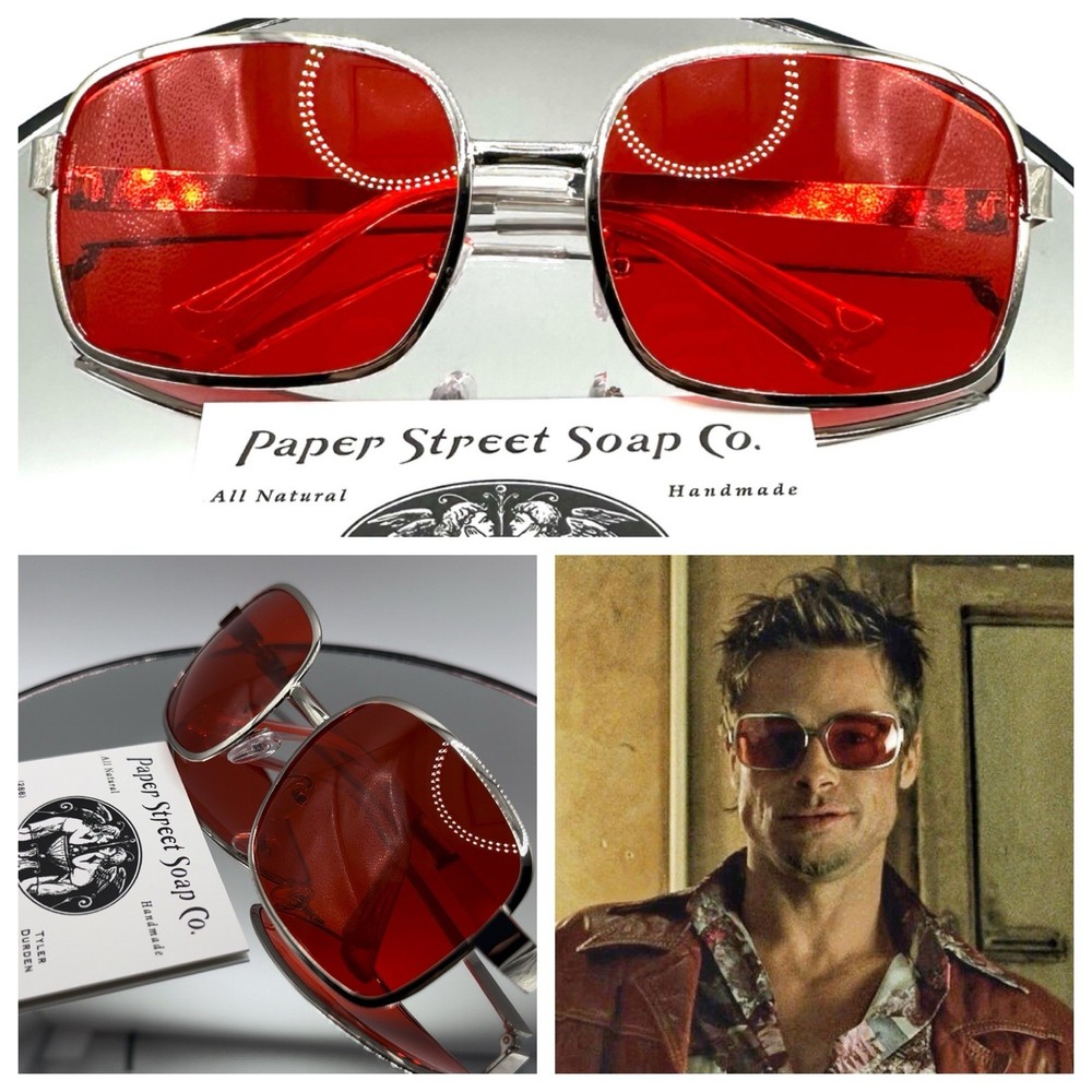 NEW Tyler Durden Fight Club Sunglasses Red Lens Brad Pitt  Oliver Peoples 523