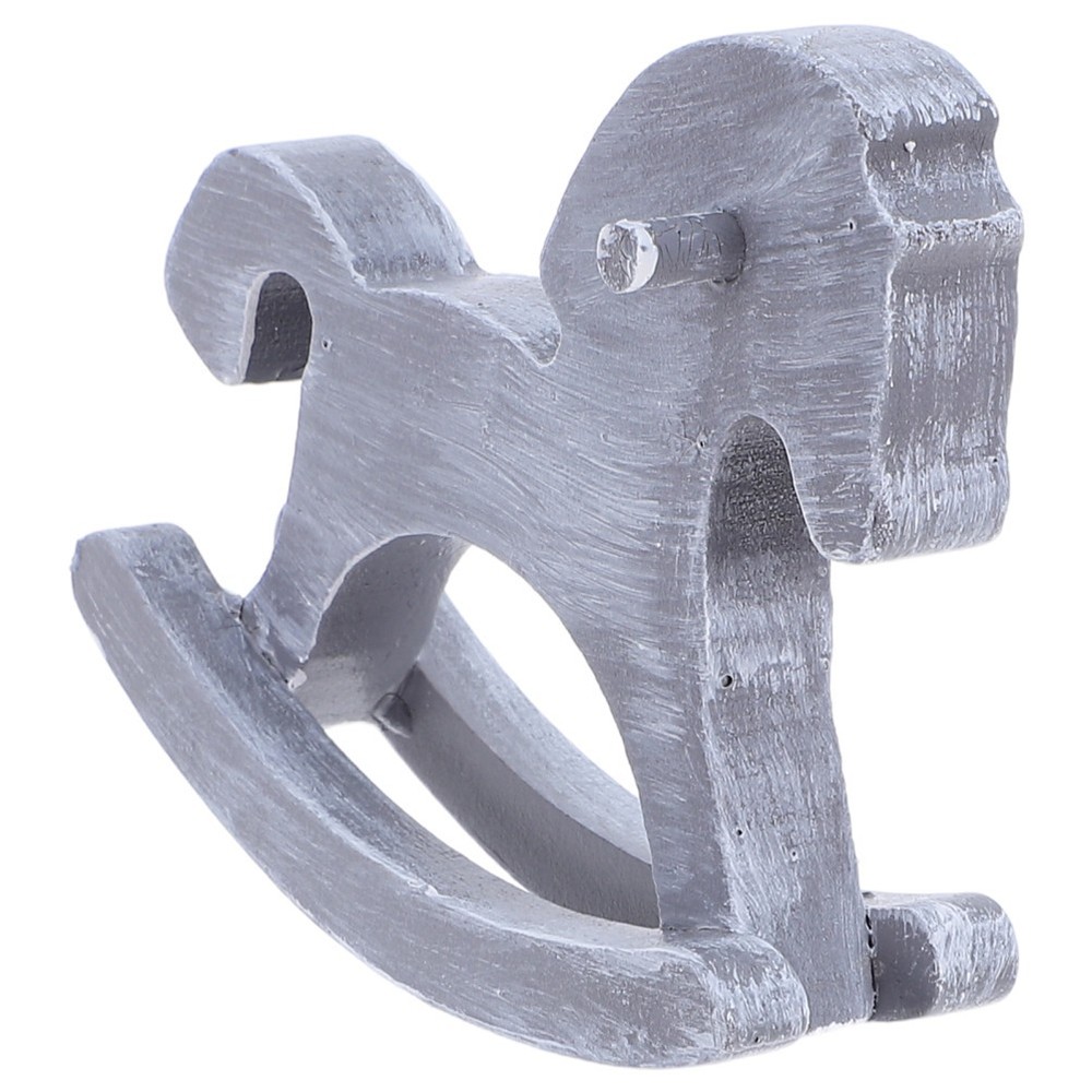 Unique Light Grey Wooden Horse Sculpture for Home Decor and Office Desk Ornament