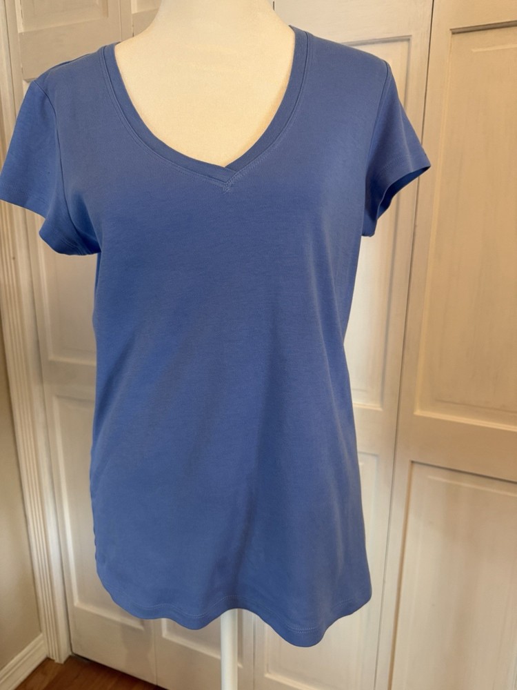 Banana Republic Blue V-Neck Pima Cotton T-Shirt Short Sleeve Women's L