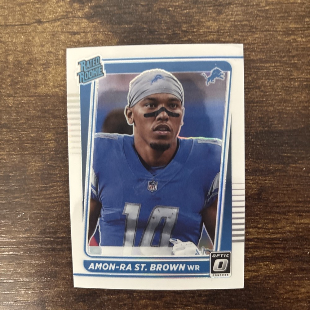 2021 Donruss Optic Amon-Ra St. Brown Rated Rookie Silver Holo Photo Variation