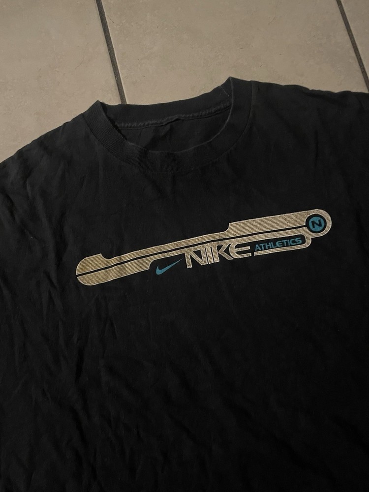 VTG Nike Shirt Mens XL Black Nike Athletics Logo 90s Short Sleeve Graphic Y2K