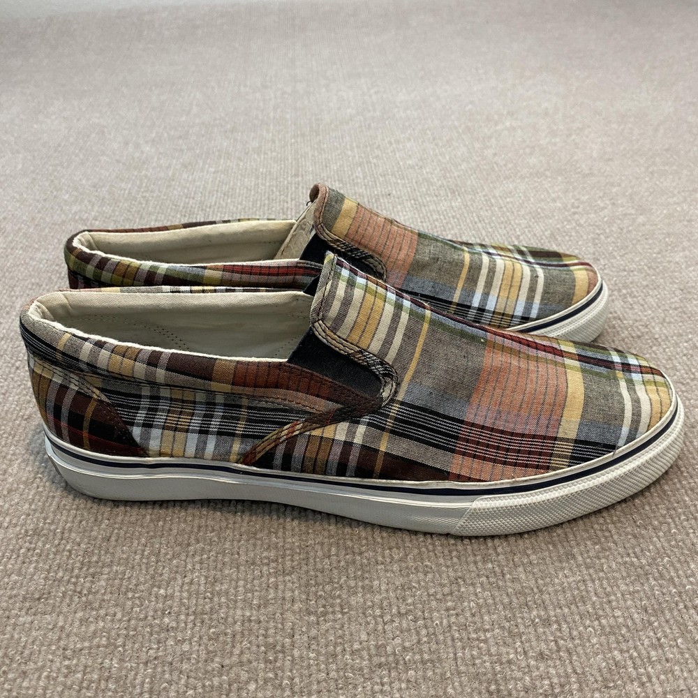 Sperry Top-Sider Shoes Mens Size 13 Plaid Canvas Slip On Casual Sneakers