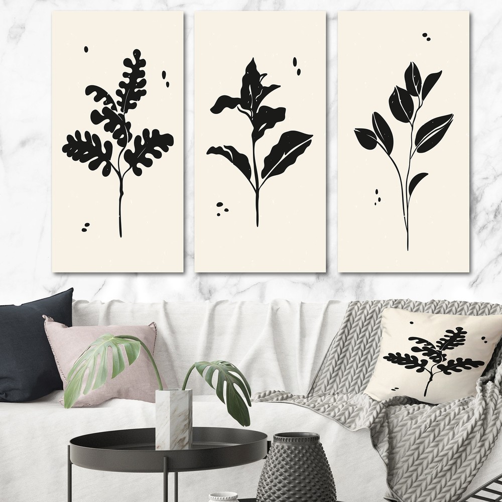 Designart Monochrome Vintage Minimal Geometrics XIII - Modern Abstract Wall Art Print for Contemporary Home Decor